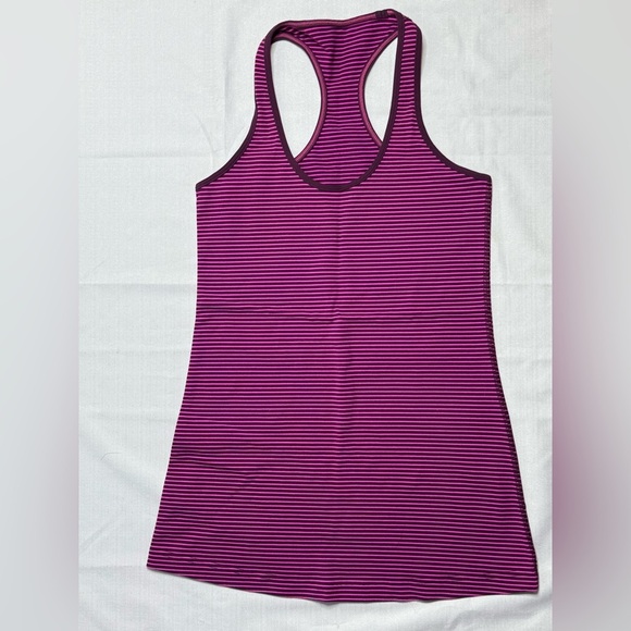 Lululemon Cool Racerback Hyper Stripe Raspberry Glo Light Plum Women’s Sz:6 - Picture 1 of 5